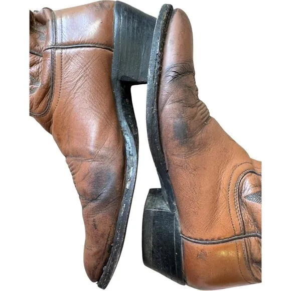 LUCCHESE 2000 Harrison Brown Cowhide Leather Cowboy Boots 9D