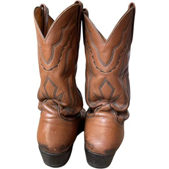 LUCCHESE 2000 Harrison Brown Cowhide Leather Cowboy Boots 9D