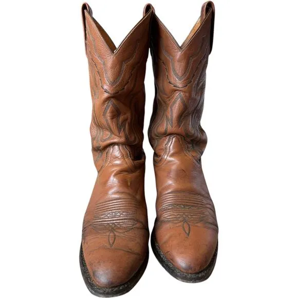 LUCCHESE 2000 Harrison Brown Cowhide Leather Cowboy Boots 9D