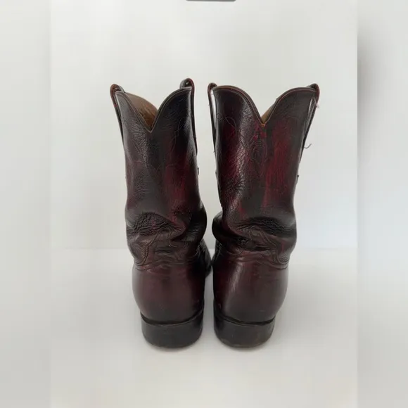 Lucchese Black Cherry Leather Boots - 12E
