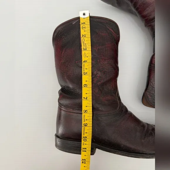 Lucchese Black Cherry Leather Boots - 12E