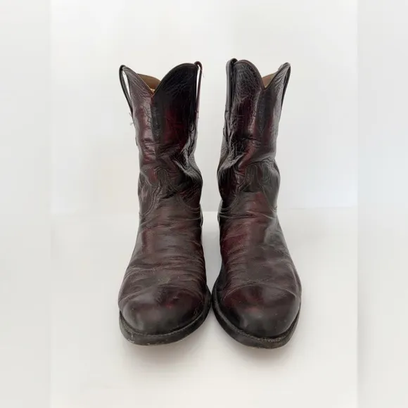 Lucchese Black Cherry Leather Boots - 12E