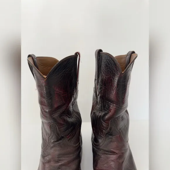 Lucchese Black Cherry Leather Boots - 12E