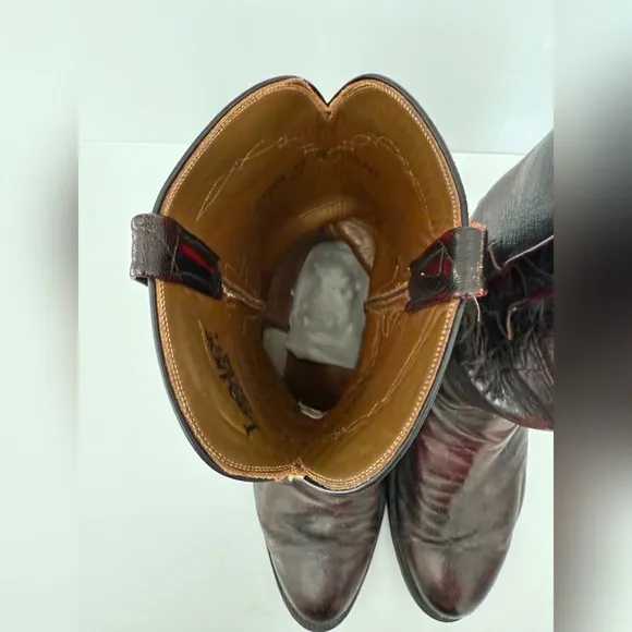Lucchese Black Cherry Leather Boots - 12E