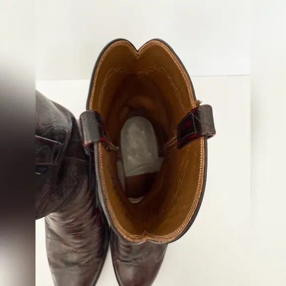 Lucchese Black Cherry Leather Boots - 12E