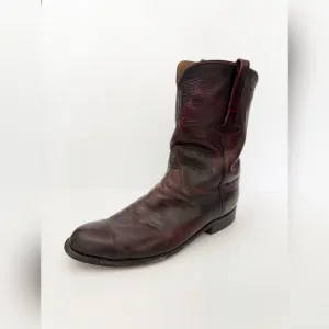 Lucchese Black Cherry Leather Boots - 12E