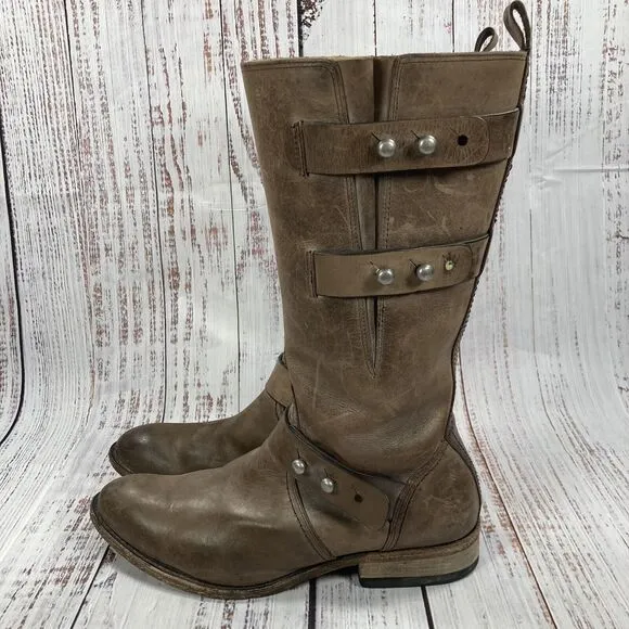 Lucchese Spirit Amelia Brown Leather Western Cowgirl Boots, Women’s Size 8