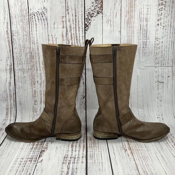 Lucchese Spirit Amelia Brown Leather Western Cowgirl Boots, Women’s Size 8