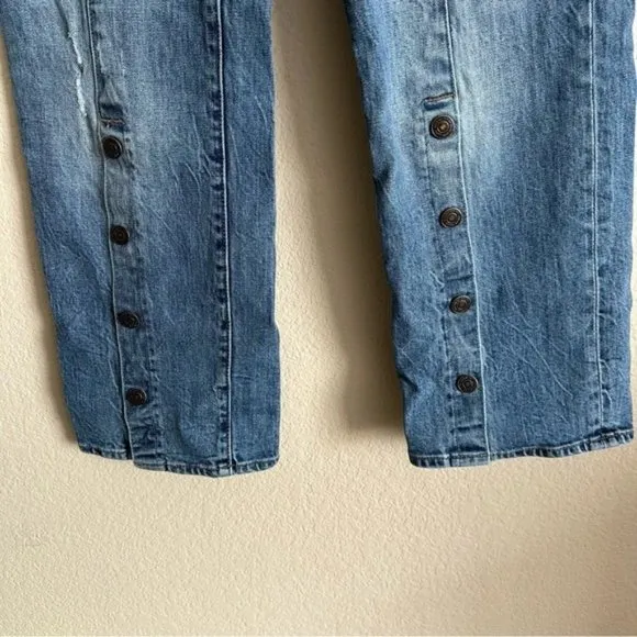 Lucky Brand 26 Wide Leg Button Hem Jeans Western Vintage Grunge Y2K Punk