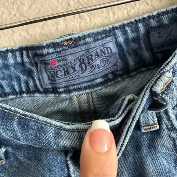 Lucky Brand 26 Wide Leg Button Hem Jeans Western Vintage Grunge Y2K Punk