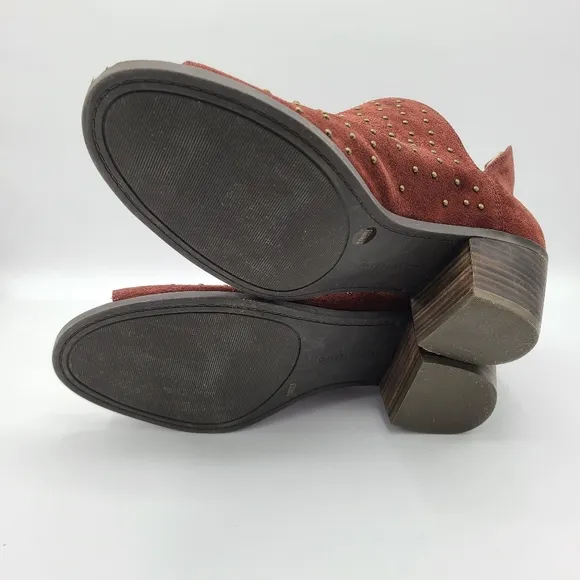 Lucky Brand Barlenna Suede Studded Peep Toe Ankle Bootie Boots