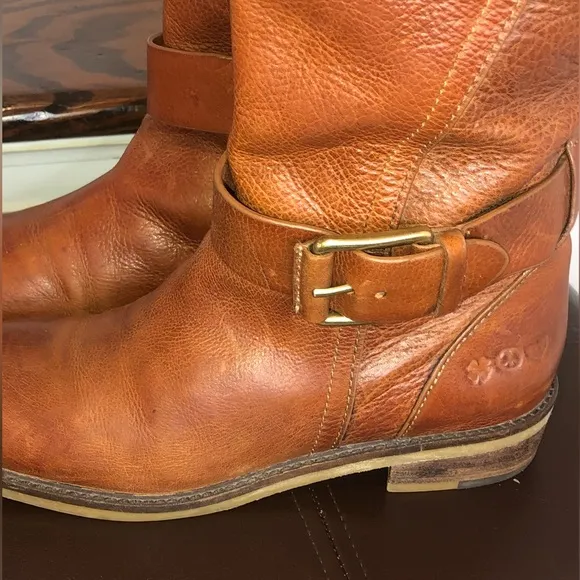 LUCKY BRAND Brown Leather Knee High Moto Riding Boots Sz 7 - 7.5