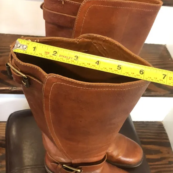 LUCKY BRAND Brown Leather Knee High Moto Riding Boots Sz 7 - 7.5