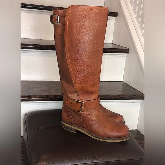LUCKY BRAND Brown Leather Knee High Moto Riding Boots Sz 7 - 7.5