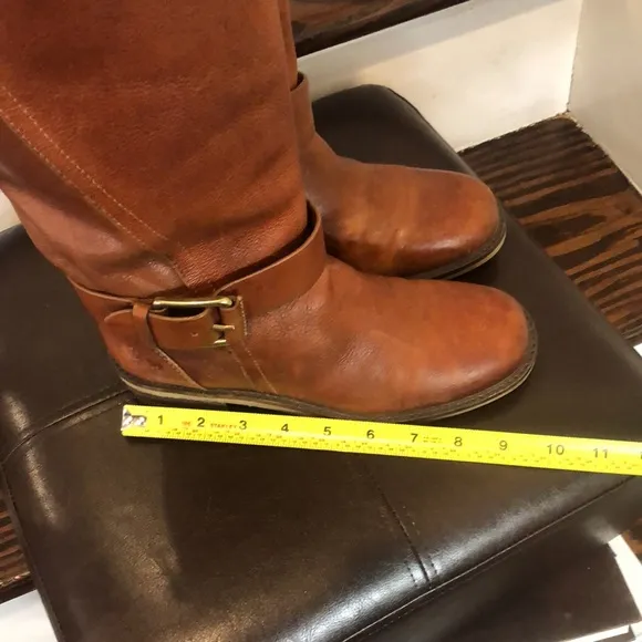 LUCKY BRAND Brown Leather Knee High Moto Riding Boots Sz 7 - 7.5