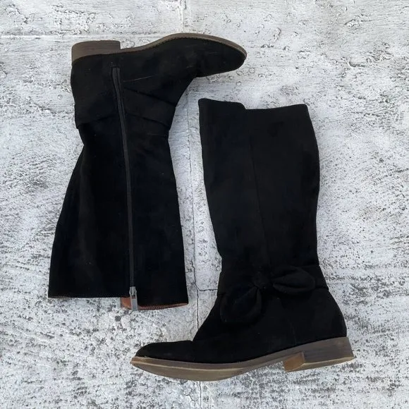 Lucky Brand Girls Boots Black Suede Textile Upper Size 4M Girl