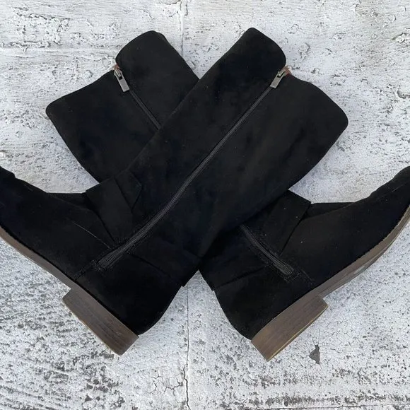 Lucky Brand Girls Boots Black Suede Textile Upper Size 4M Girl