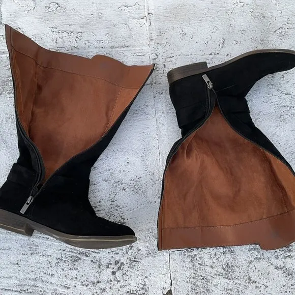 Lucky Brand Girls Boots Black Suede Textile Upper Size 4M Girl