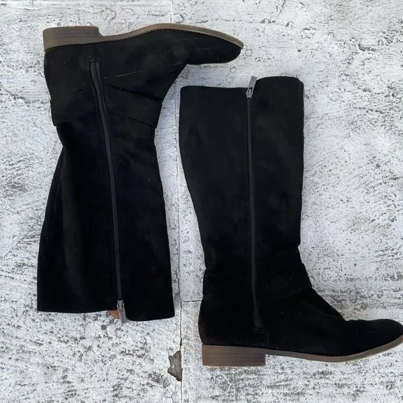 Lucky Brand Girls Boots Black Suede Textile Upper Size 4M Girl