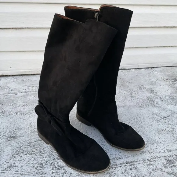 Lucky Brand Girls Boots Black Suede Textile Upper Size 4M Girl