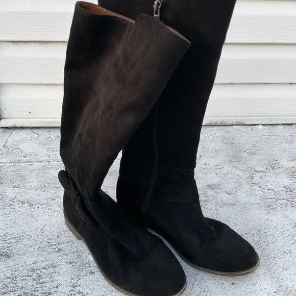 Lucky Brand Girls Boots Black Suede Textile Upper Size 4M Girl
