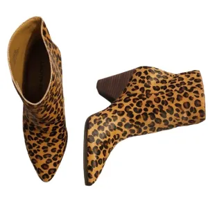 Lucky Brand Munise leopard calf hair leather ankle boots NEW