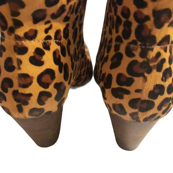 Lucky Brand Munise leopard calf hair leather ankle boots NEW