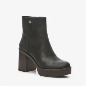 Lucky Brand Olliner Black Leather Platform Chunky Stack Heel Ankle Boots 9.5