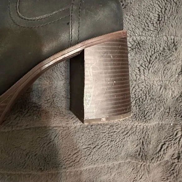 Lucky Brand Olliner Black Leather Platform Chunky Stack Heel Ankle Boots 9.5