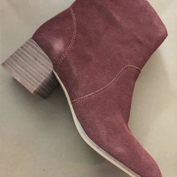 Lucky Brand sz8 Laidem NWT Suede Ankle Boots Booties Burgundy Cognac Color