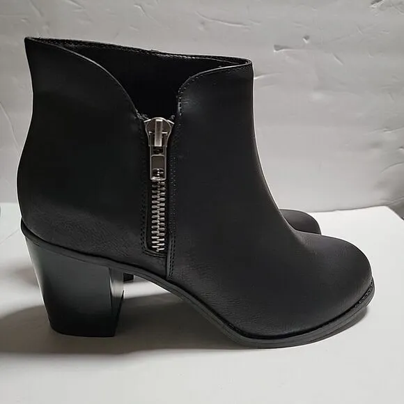 Luoika Women's Extra Wide Ankle Boots Mid Heel Side Zipper Booties Size 10.5