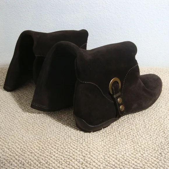 LUZZY Italy Brown SUEDE Leather Boots BOHO Slouch