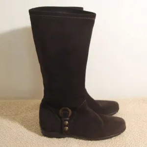 LUZZY Italy Brown SUEDE Leather Boots BOHO Slouch