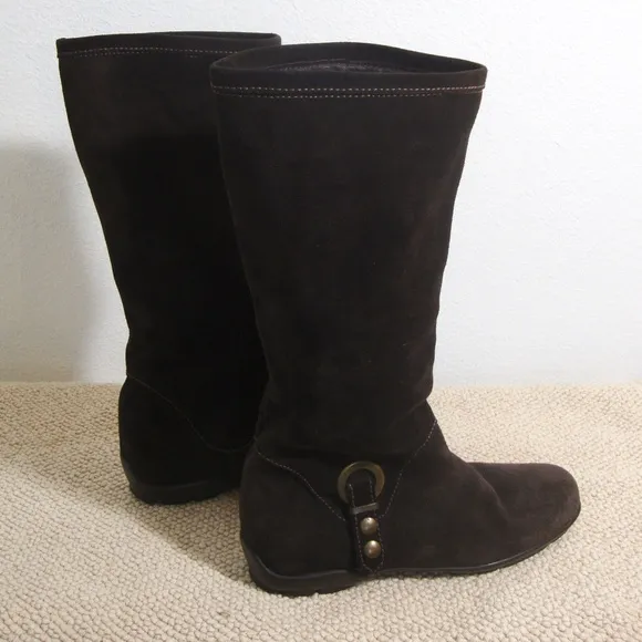 LUZZY Italy Brown SUEDE Leather Boots BOHO Slouch