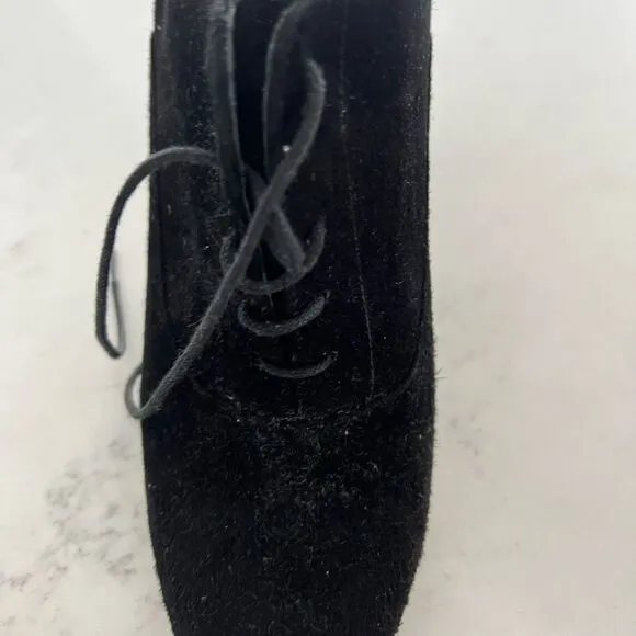 M. GEMI 🇮🇹 chunky heeled Oxford boots Viaggi black suede 38 US 7.5 made in Ita