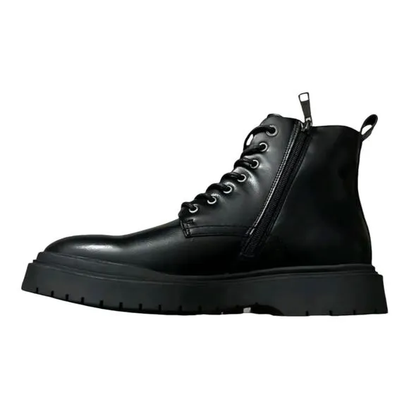 Madden Men's Auustn Faux Leather Combat Style Boots Black Size 8