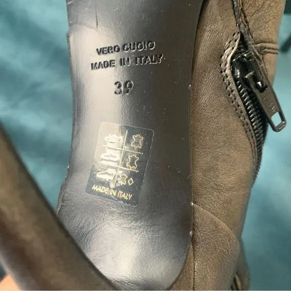Made in Italy High End High Heels Ankle  Leather‎ Boots 8,5