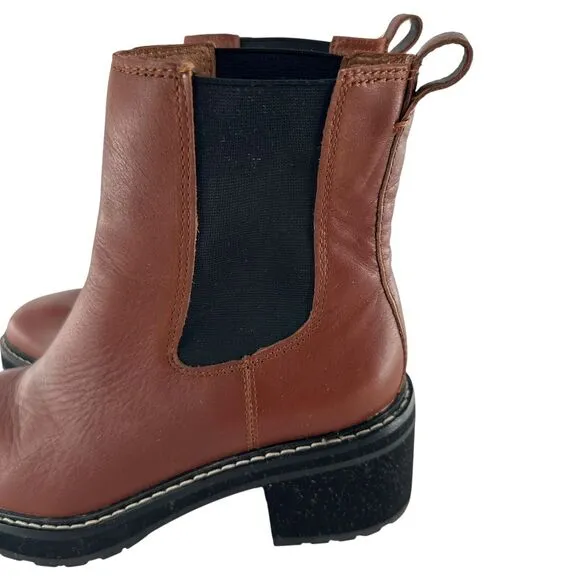 Madewell Boots Womens 7 Brown Leather Carina Chelsea Platform Chunky Slip On
