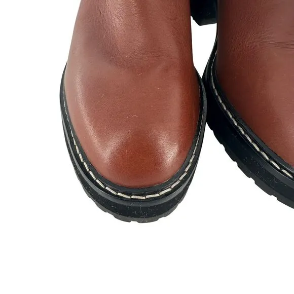 Madewell Boots Womens 7 Brown Leather Carina Chelsea Platform Chunky Slip On