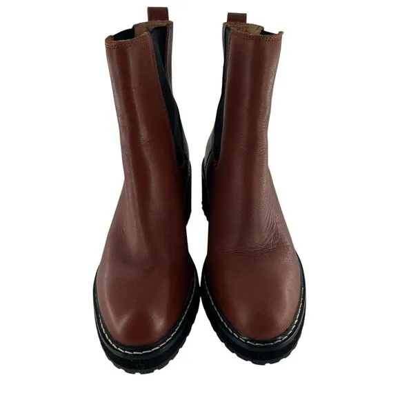 Madewell Boots Womens 7 Brown Leather Carina Chelsea Platform Chunky Slip On