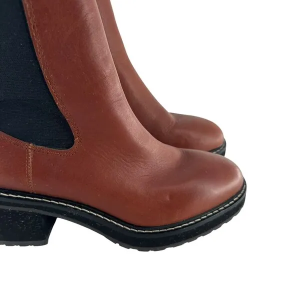 Madewell Boots Womens 7 Brown Leather Carina Chelsea Platform Chunky Slip On