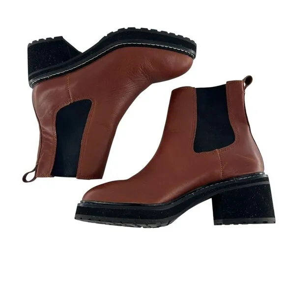 Madewell Boots Womens 7 Brown Leather Carina Chelsea Platform Chunky Slip On
