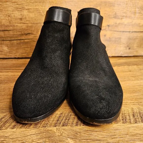 Madewell Cherley Black Leather Collar-stud bootie boots size 9.5
