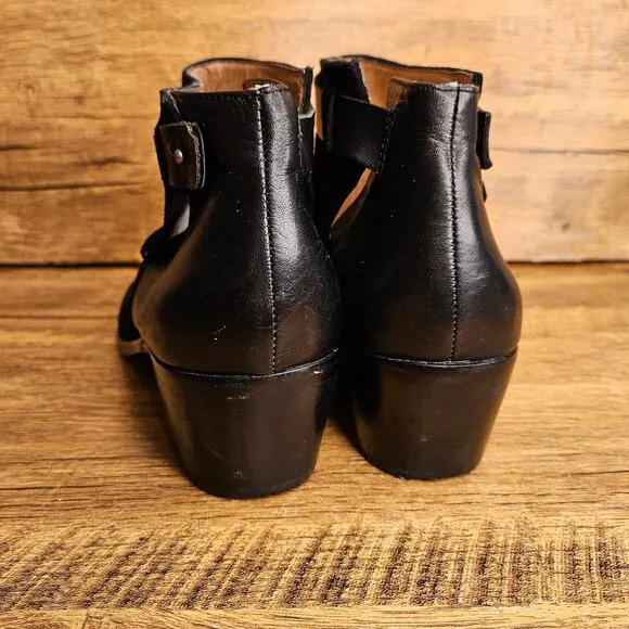 Madewell Cherley Black Leather Collar-stud bootie boots size 9.5