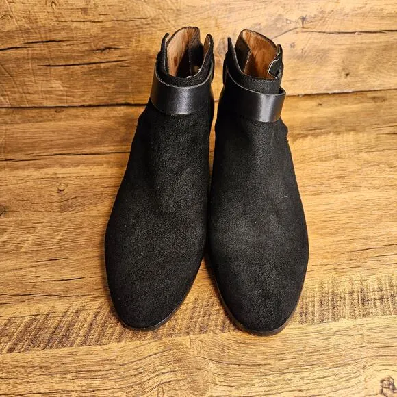 Madewell Cherley Black Leather Collar-stud bootie boots size 9.5