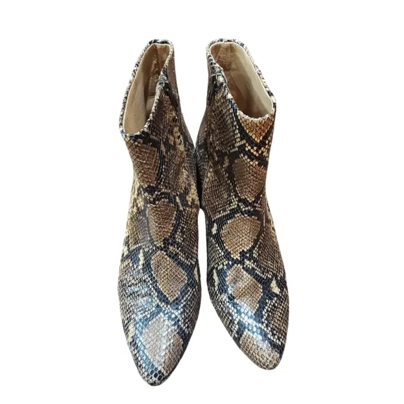 MADEWELL Fiona boots snake embossed leather stacked heel pointed toe size 8.5