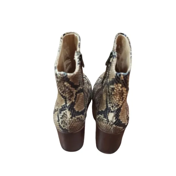 MADEWELL Fiona boots snake embossed leather stacked heel pointed toe size 8.5