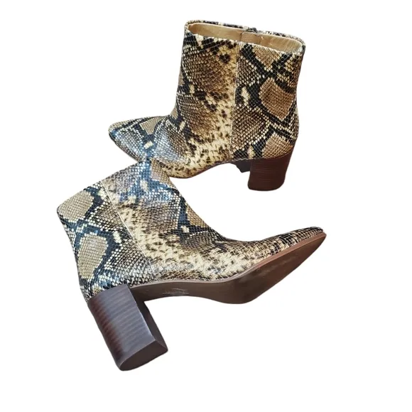 MADEWELL Fiona boots snake embossed leather stacked heel pointed toe size 8.5