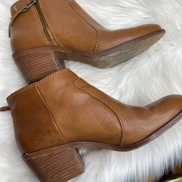 Madewell Janice Leather Bootie in English Saddle 8.5