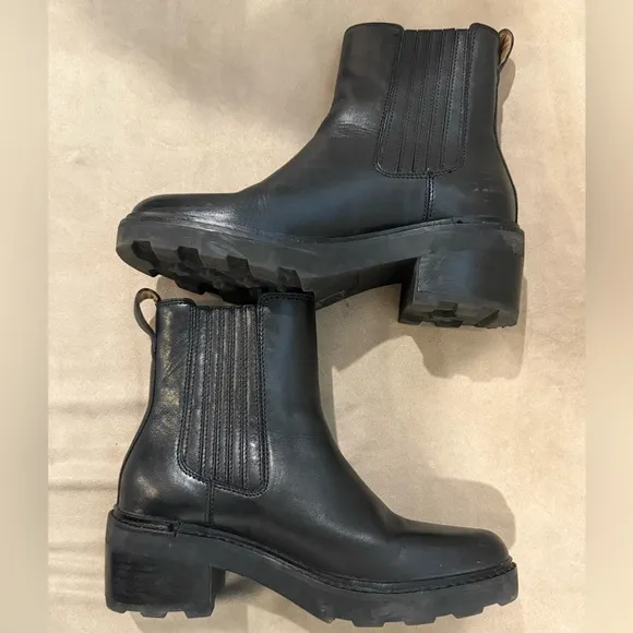 Madewell The Gwenda Platform Ankle Boot Black Size 8